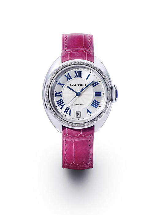Cartier Clé de Cartier 35毫米鑲鑽自動腕錶。